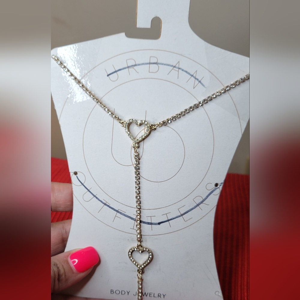 Urban Outfitters Rhinestone Gold Heart Body Jewelry New - Picture 6 of 8